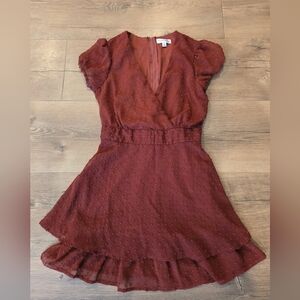 Honey and Rosie Swiss Dot Rust Fall Dress
